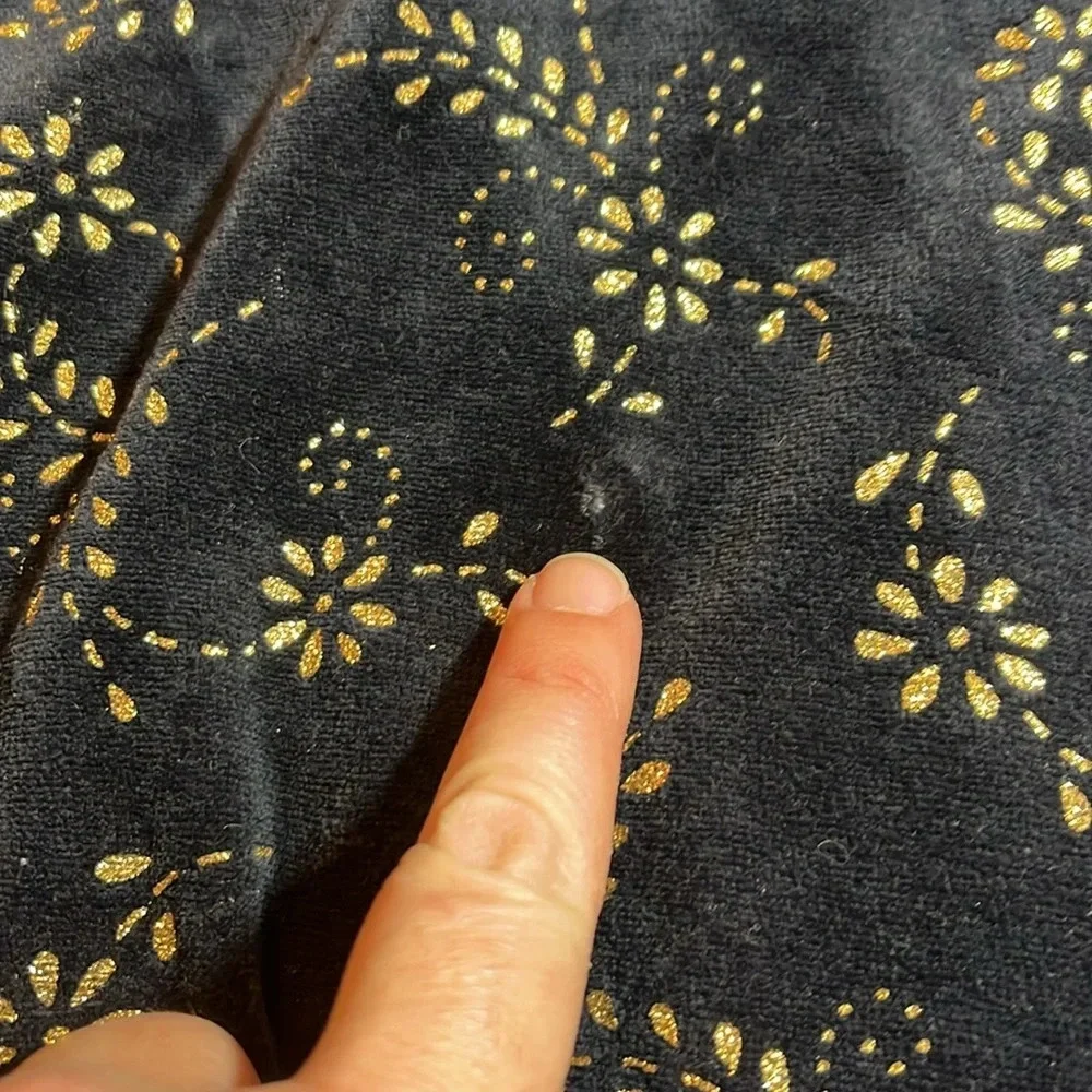 Vintage 90’s Jaclyn Sport Black Velvet Gold Floral Sweatshirt Medium Whimsigoth - Picture 10 of 10